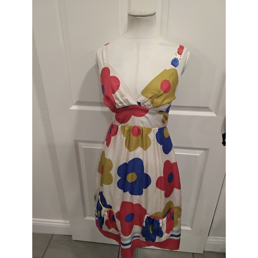 Voom USA 100% Silk Floral Sleeveless Dress Size Small